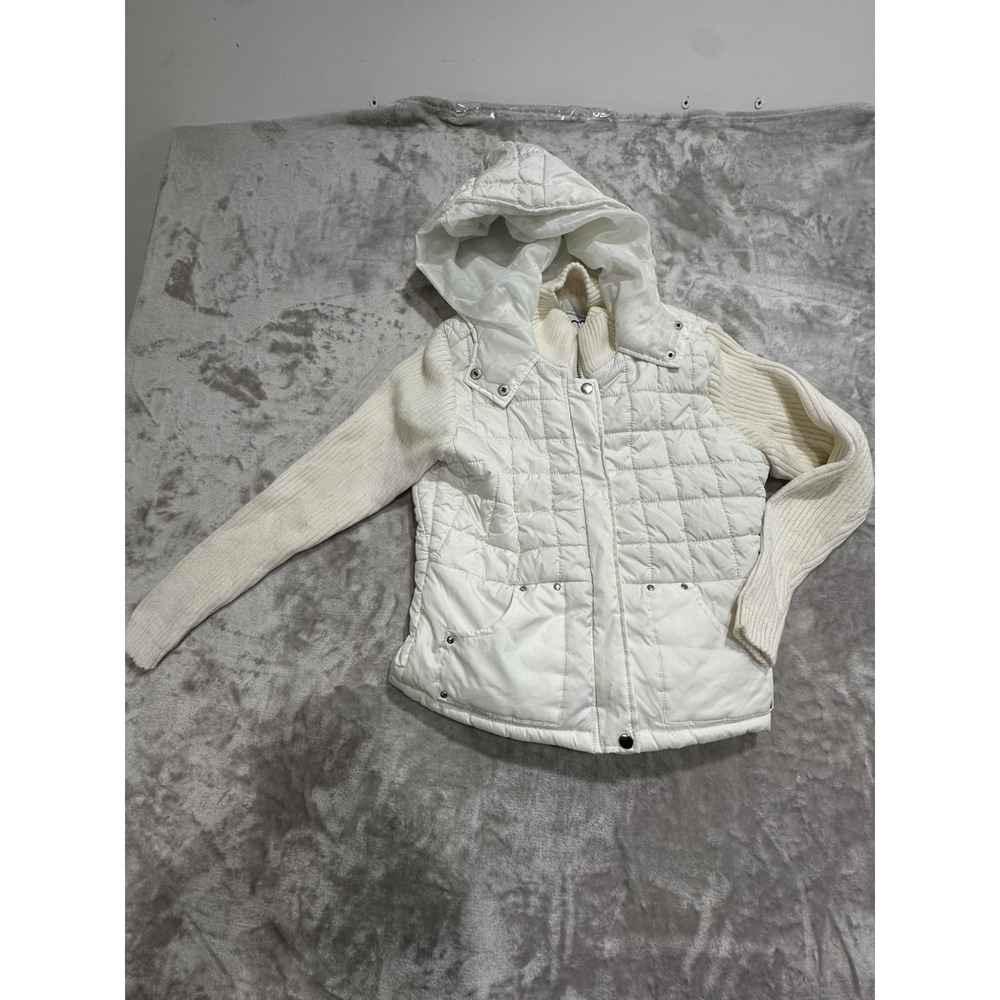 Ashley by 26 International Jacket Women's Size Small White Quilted Zipper EUC